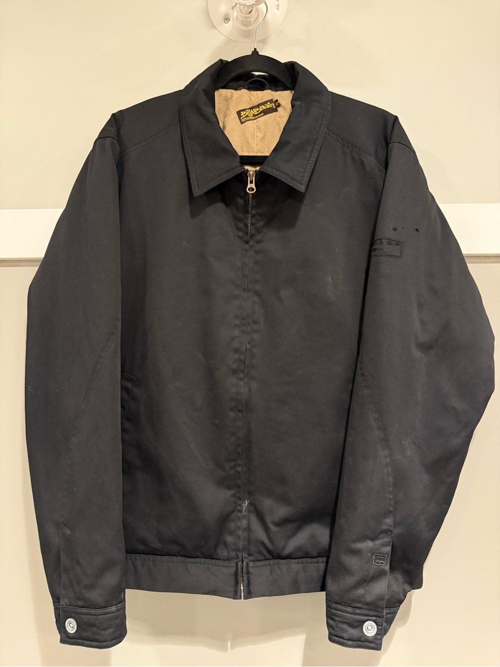 Billabong Vintage Work Jacket Black Men's Zip-Front Jacket - Detroit Style Large